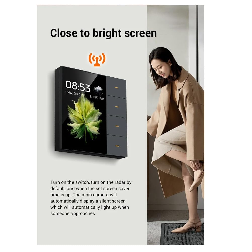 Interruptor de Pared Inteligente Tuya Zigbee de 3,5 Pulgadas con Pantalla Táctil, 4 Grupos, 8 Direcciones, Sensor de Radar, Interruptor de Atenuación, Hogar Inteligente A