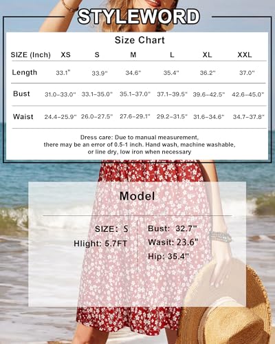 Image of STYLEWORD Womens Sundress Summer Floral Wrap V Neck Backless A-Line Casual Beach Midi Dress
