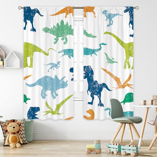 Kids Dinosaur Cartoon Dino Baby Boys Living Room Bedroom Window Curtains