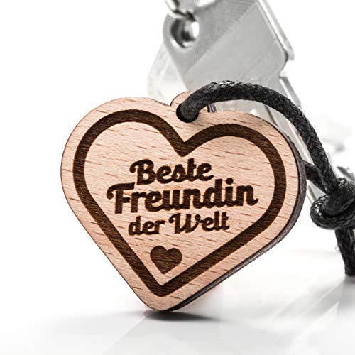 treeforce Llavero para novia, collar o colgante de coche, 3 en 1, joyas de madera de haya Cover