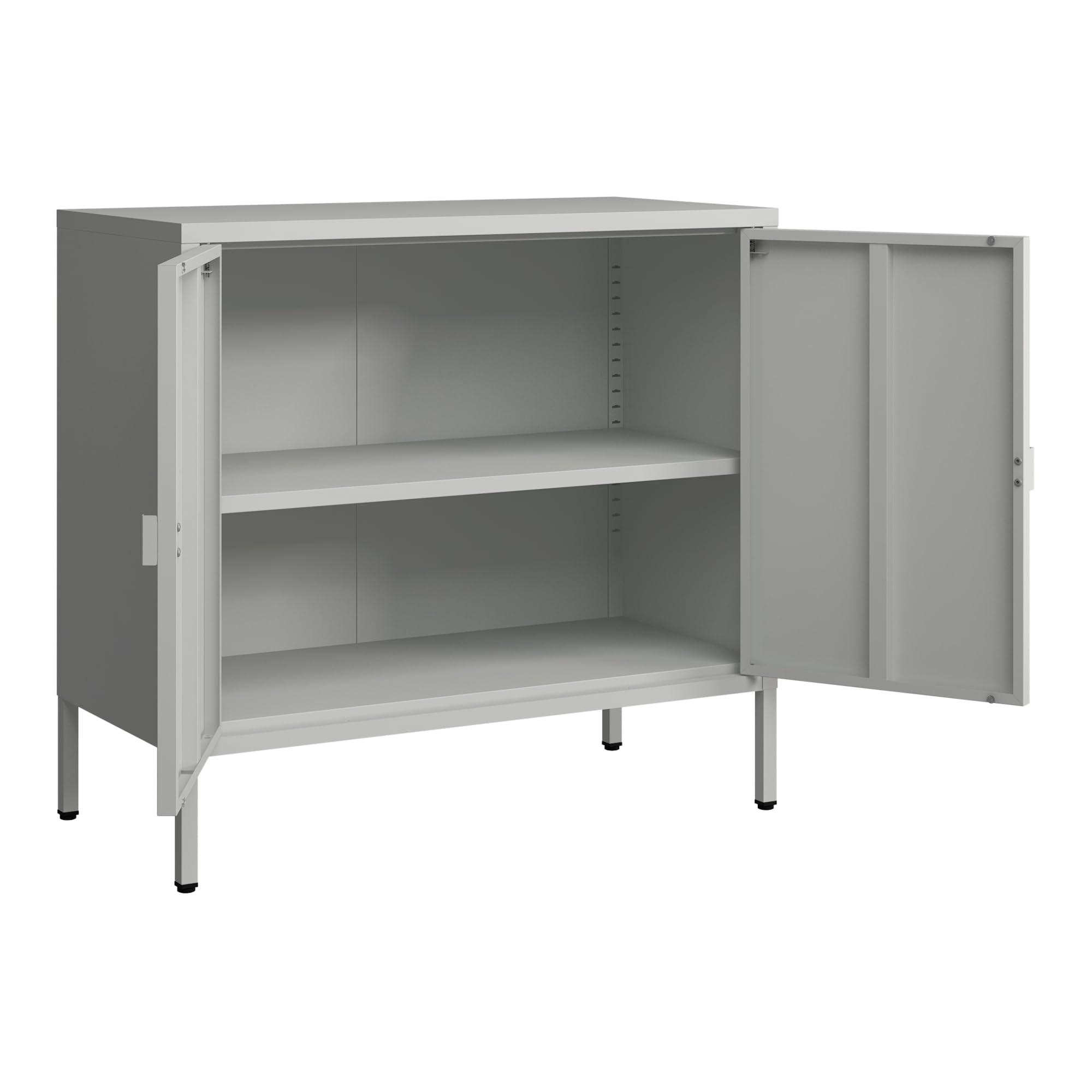 [en.casa] Hailuoto Szafka Biurowa ze Stali - Uniwersalna z 2 Drzwiami i Regulacją Wysokości, 80 x 40 x 75 cm, do Gabinetu, Biura, Jasnoszara