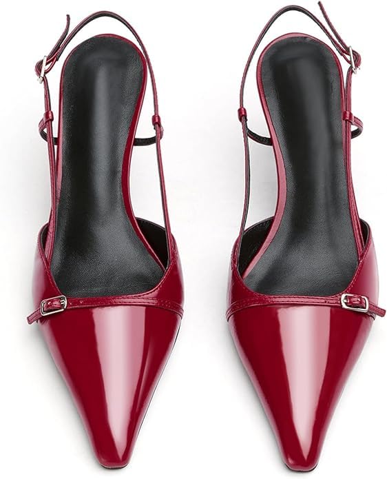 Image of MAVMAX Slingback Heels for Women Kitten Heels with Bow Pointed Close Toe Pumps Dress Party Heeled Sexy Wedding Shoes