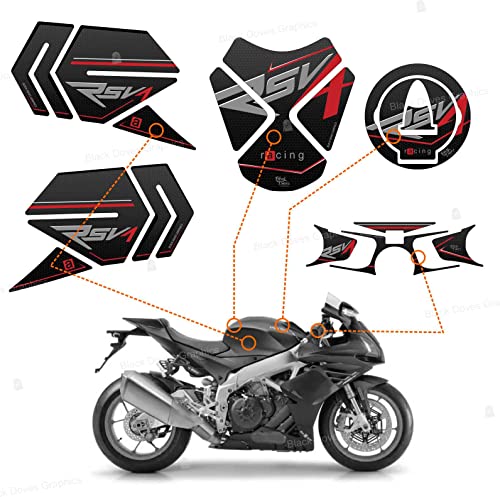 Autocollants 3D Aprilia RSV4 2011-2015 en résine pour protection de moto - Lot de 5