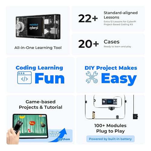 Makeblock CyberPi Coding Kit - Scratch & Python Programming, STEM Learning Kit for Kids Ages 8-12 with AI & IoT Support Makeblock CyberPi Coding Kit - Scratch & Python Programming, STEM Learning Kit for Kids Ages 8-12 with AI & IoT Support