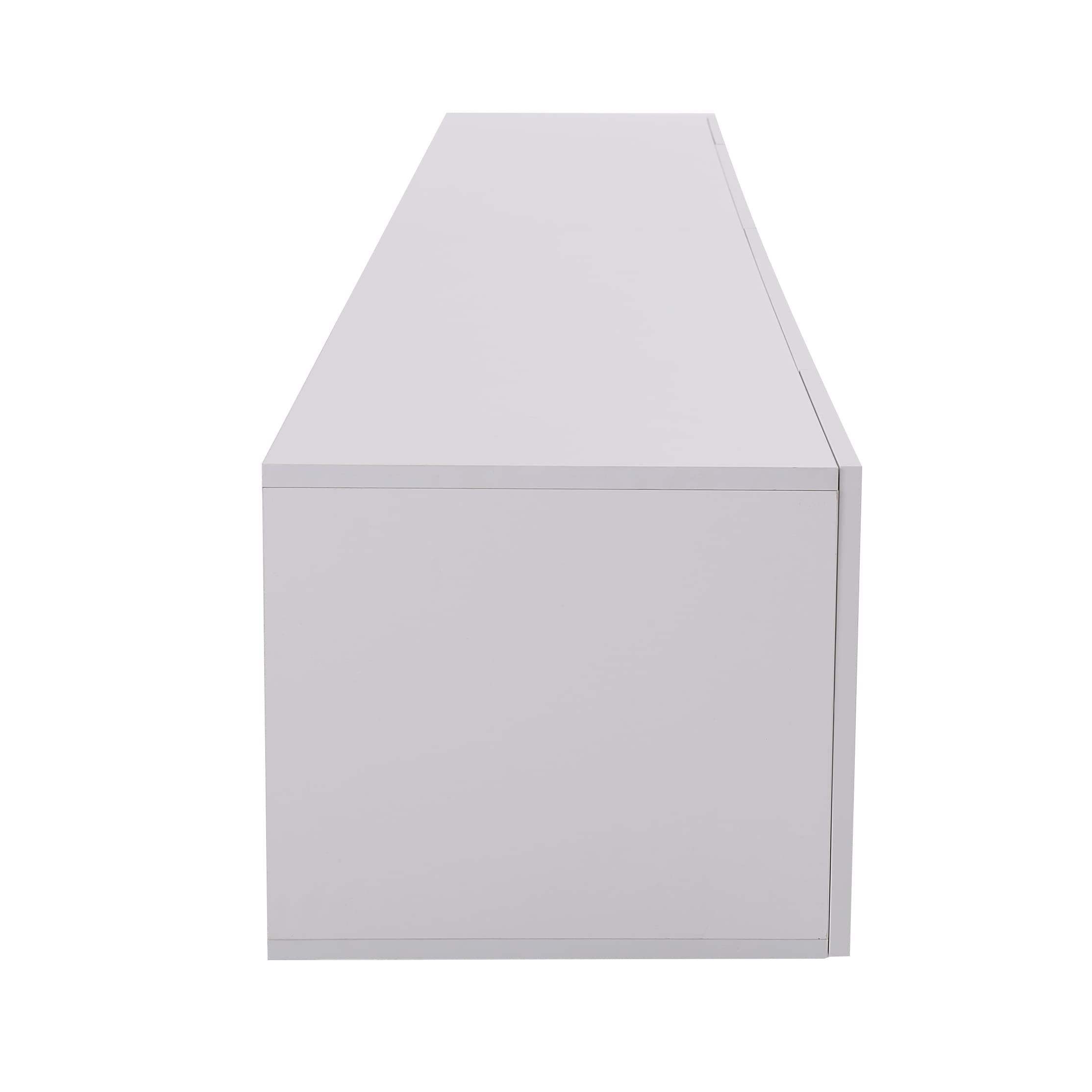 Kebnor Mueble de TV moderno blanco, panel brillante, iluminación LED variable, salón y comedor 240 cm (panel brillante, no brillante)