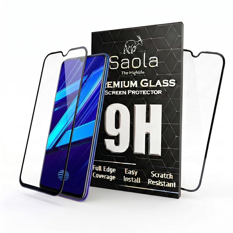 Image of Saola HD+ Oleophobic Tempered Glass Screen Protector For Vivo Z1x (Pack Of 2) with Free Installation Kit. Full screen Coverage - 6.38 inch