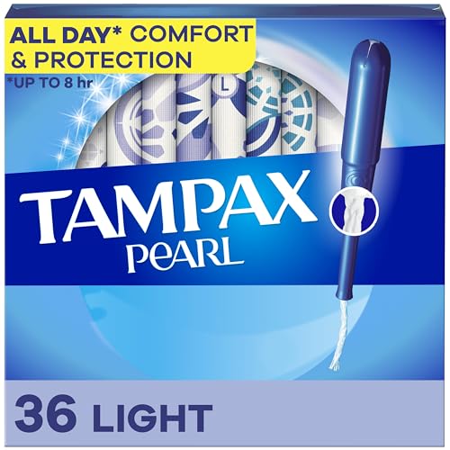 Tampax Pearl Tampons, with LeakGuard Braid, Light Absorbency, Unscented, 36 Count