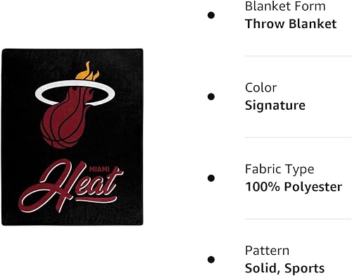 Miniatura 2 de Northwest NBA Miami Heat Raschel - Manta unisex para adultos, 50 x 60 pulgadas, Signature