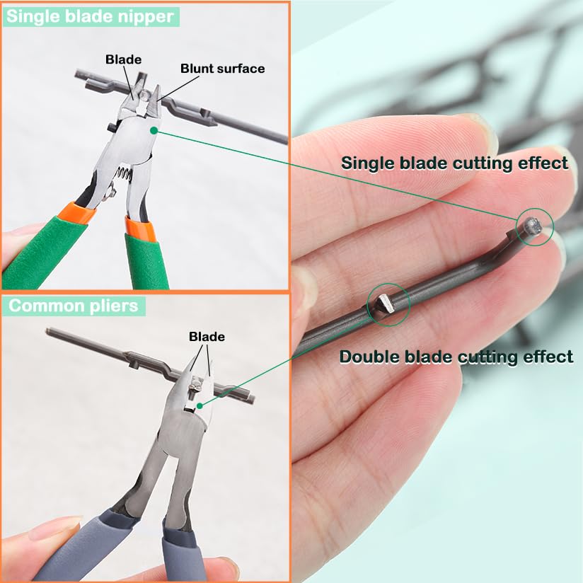 LEONTOOL 5-Inch Model Nipper Single Blade Nipper with Leather Cover Hex Key Single-edge and Blade Case Plastic Model Tools Wire Flush Cutter Plastic Model Cutter for Gundam Models Building - Image 3