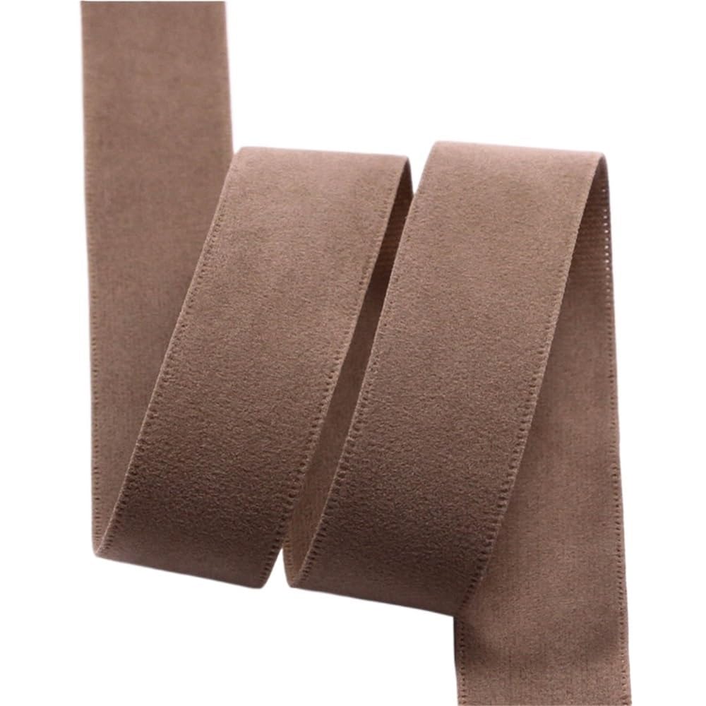 WEITINGKKK Ribbons for Gift Wrapping, Double Face Suede Blank Pressing Velvet Ribbon Wreath Bow Multicolor 25-38mm 5 Yards Roll(Khaki,38mm)