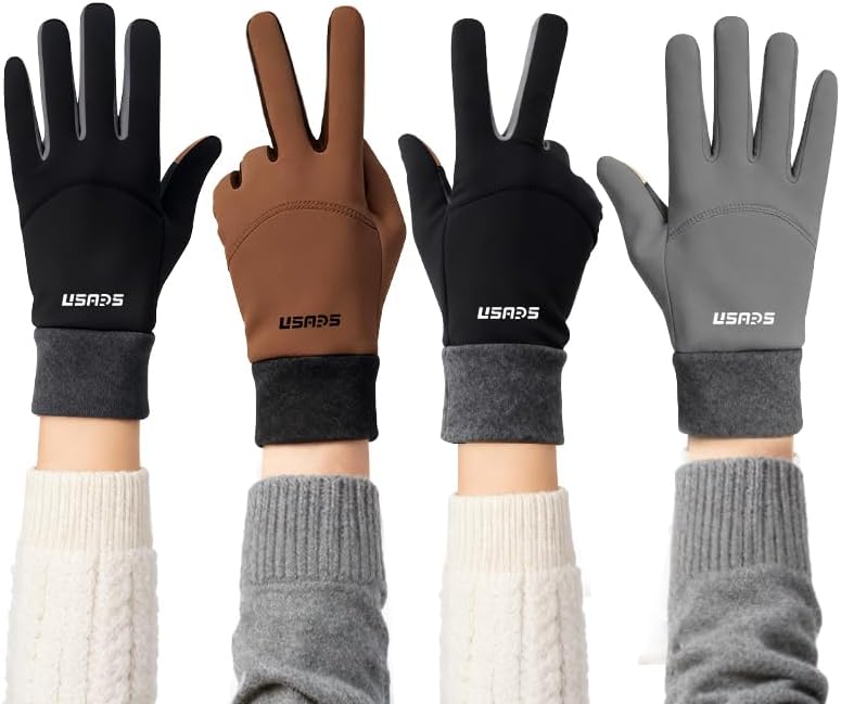 Winter Touch Screen Gloves, Thermal Cycling Gloves for Outdoor Sports, Mountaineering, Photography, Black and Grey