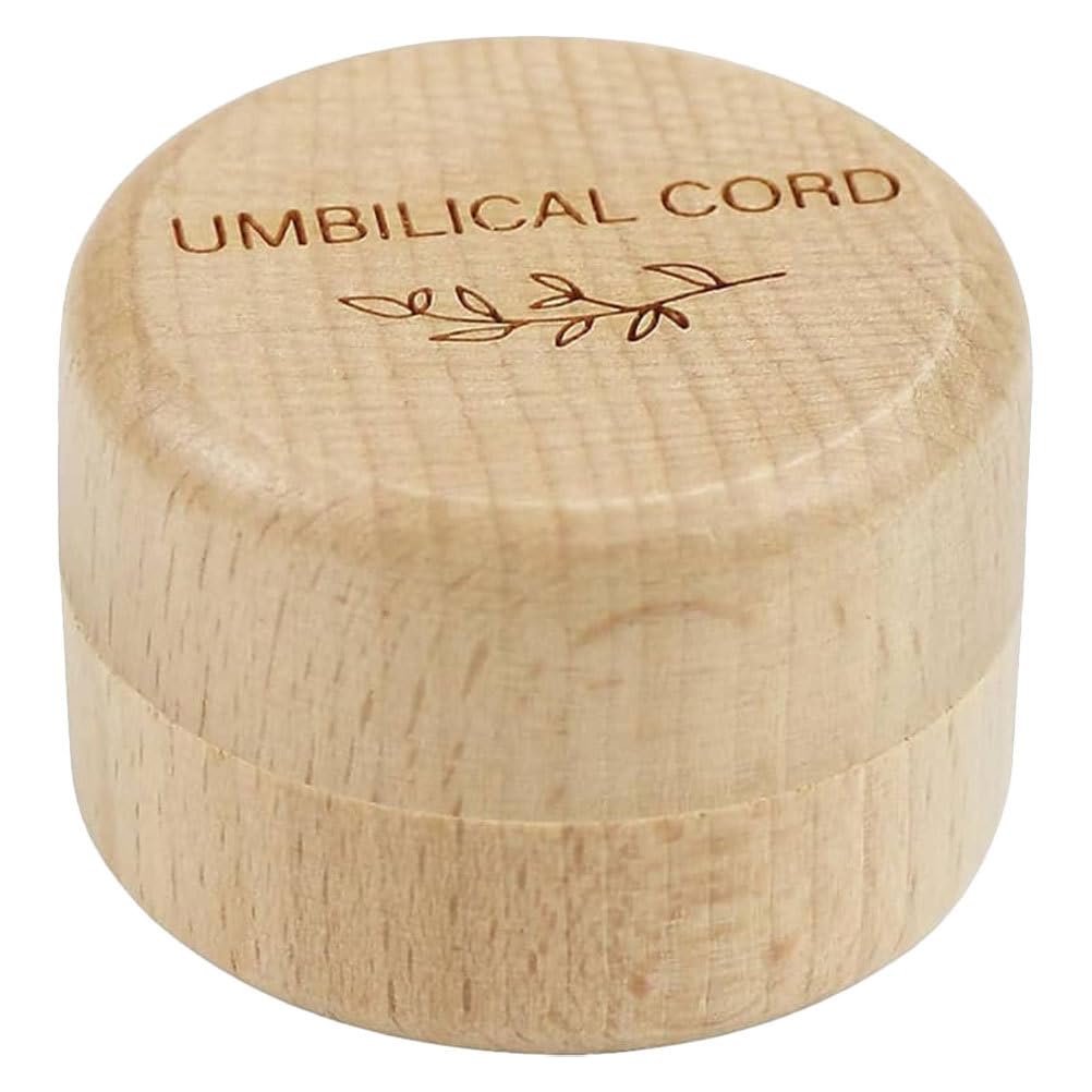 Cabilock Caja de madera para guardar el cordón umbilical: pequeña caja de madera para guardar el cordón umbilical de recién nacidos, organizador de recuerdos para baby showers.