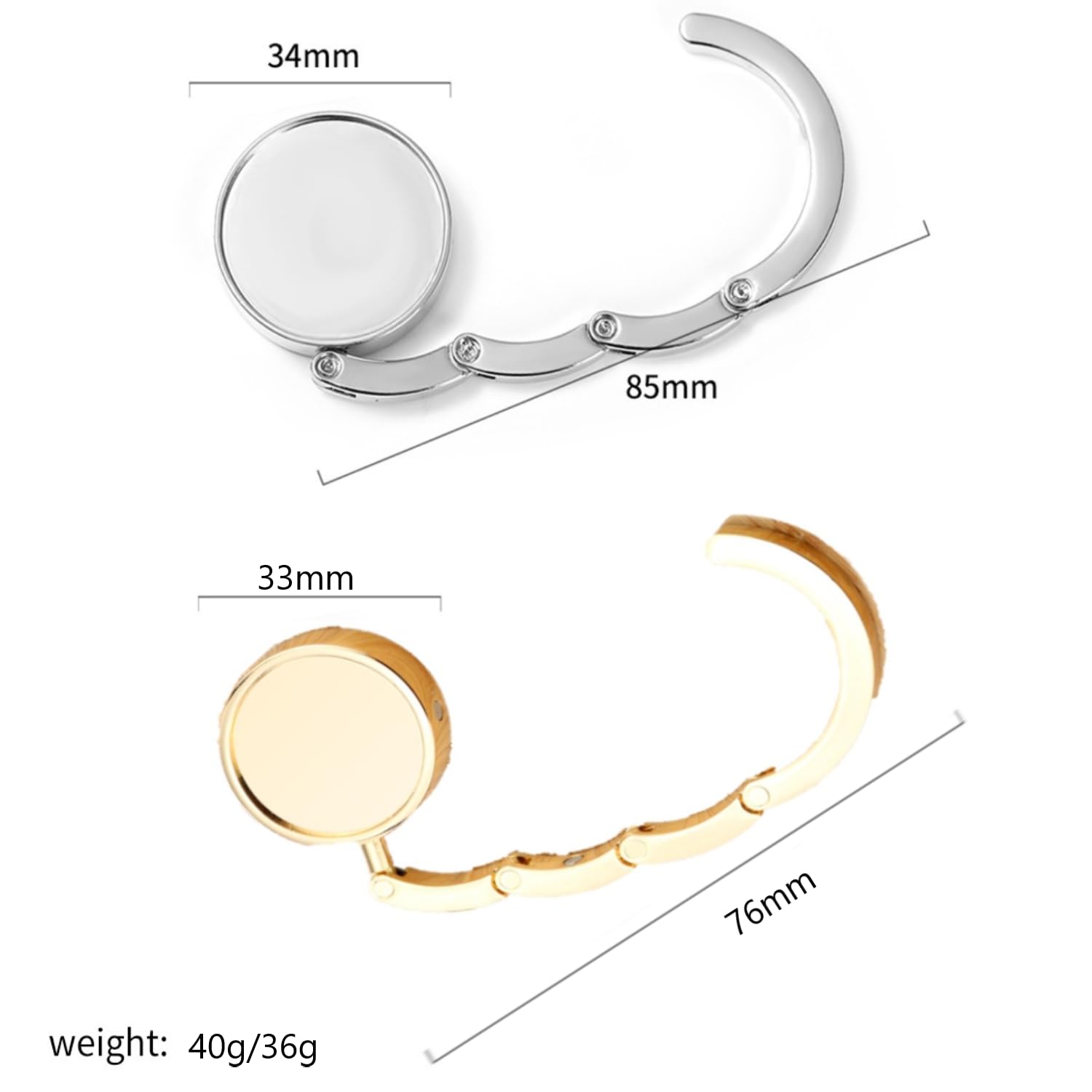 Ganci Pieghevoli Per Borsa Da Tavolo - 2 Pezzi In Alluminio, Antiscivolo, Portatili - Ideali Per Ristorante, Ufficio, Regalo - Foto 10