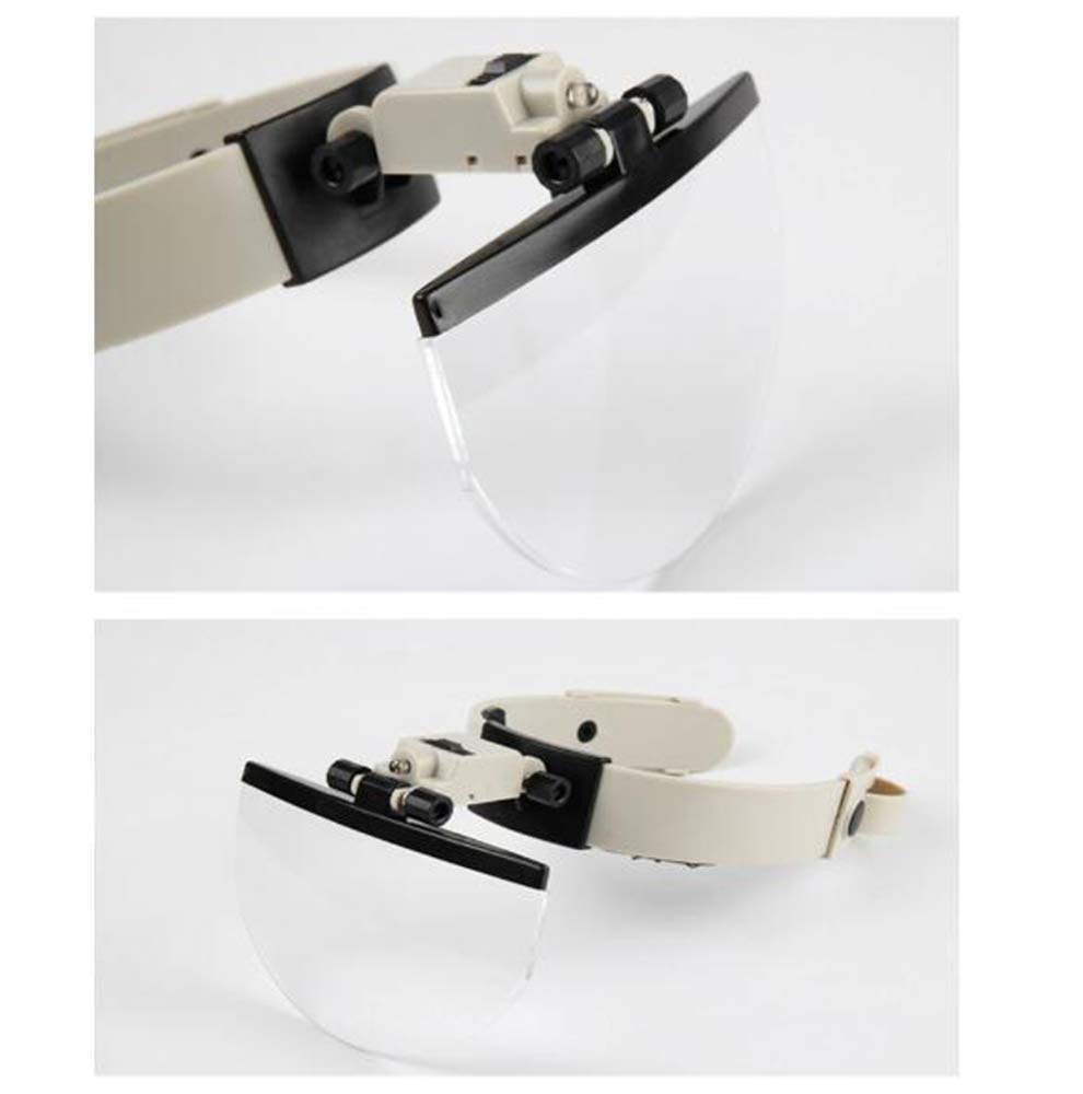Visera con Lupa de Cabeza Manos Libres con iluminación LED y Lentes Desmontables. Gafas de Aumento con luz montadas en la Cabeza para Lectura, Lupa de joyería, reparación de reloje