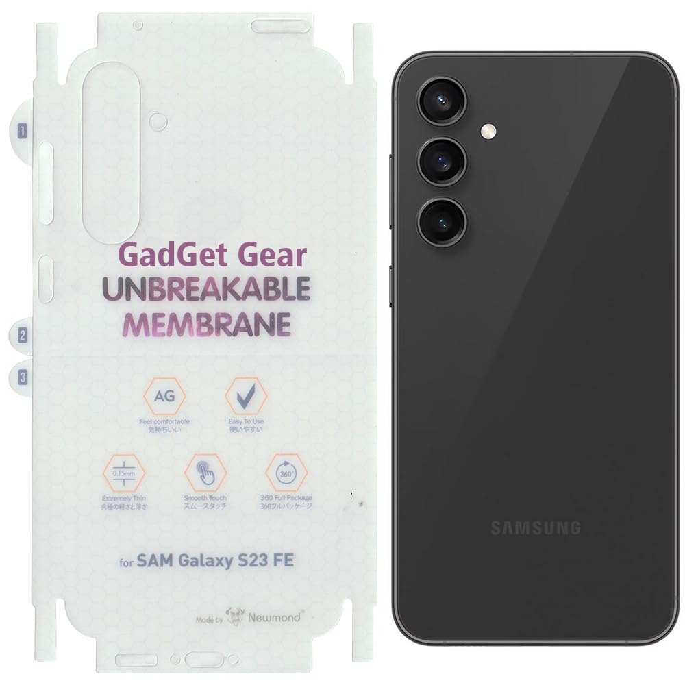 GADGET GEAR Samsung Galaxy S23 FE Matte Back & Sides Unbreakable Screen Protector Hydrogel Membrane Supports Fingerprint Scanner Covers Back Screen With Edge to Edge Coverage and Easy Installation (B0CR1M9DWG) Amazon Price History, Amazon Price Tracker