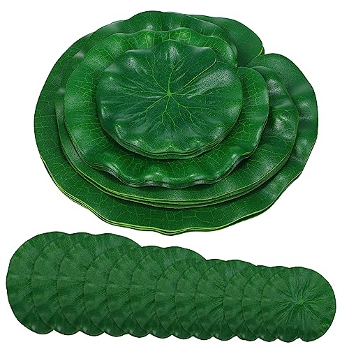 POPETPOP 3 Series Hoja De Loto Simulada Artificial Flotante Acuario Agua Falso Decoración Interior Dejar Piscina Estanque Decoraciones De Peceras Eva 16 Piezas X 3