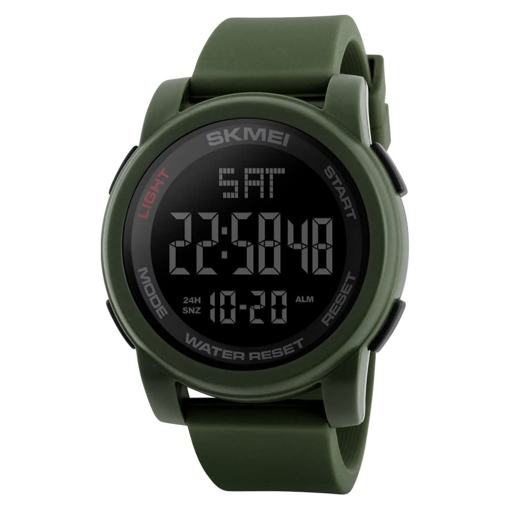 Forrader Orologio sportivo digitale da uomo, impermeabile, con retroilluminazione a LED, sveglia, conto alla rovescia, doppio fuso orario, cronometro, 12/24 ore, orologio da polso per uomini, donne