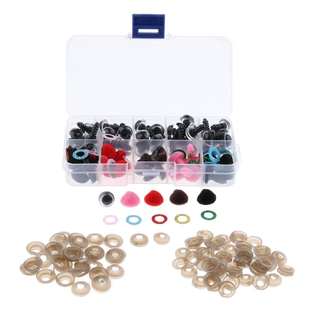 LYLA 50pcs 12cm Mix Colored PVC Round Safety Eyes + Glitter Nonwovens + 25pcs Velvet Noses + Washers for Teddy Bear Soft Stuffed Toy DIY-image-6