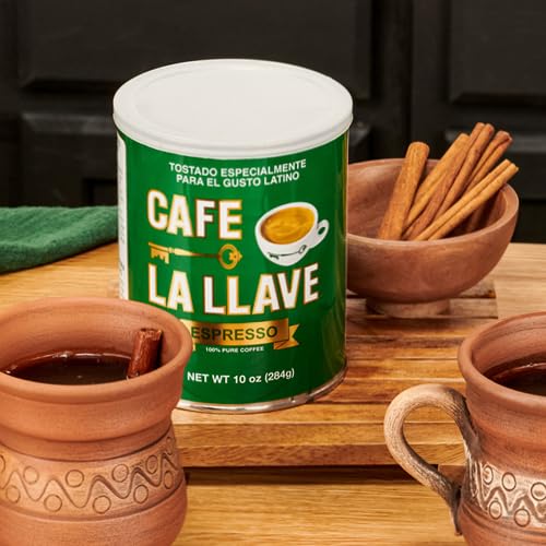 Cafe La Llave Dark Roast Ground Espresso Coffee 10 oz Can Authentic Cuban-Style Rich Bold Strong Flavor Intensely — view 3