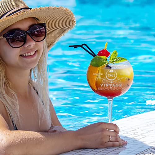 60Th Birthday Gifts For Women,1963 Vintage Wine Glass - 60Th Birthday Gift Ideas For Her Mom Best Friend Sister Aunt 60 Year Old Woman Bday Presents,60Th Anniversary Sixty Birthday Decorations #TOP2