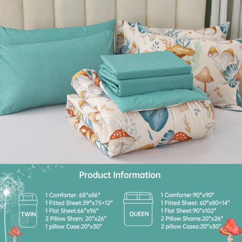 Image of Dinjoy Girls Comforter Set 6 Pieces, Twin Size Colorful Ombre Rainbow Bedding Set, Bed in A Bag for Kid Teen Girls (1 Comforter, 1 Flat Sheet, 1 Fitted Sheet, 1 Pillow Shams, 2 Pillowcases)