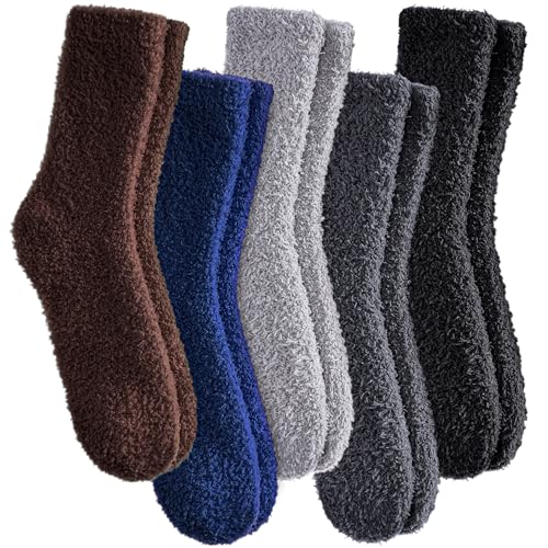 Image of CHOWISH Womens Fuzzy Slipper Socks Super Soft Microfiber Fluffy Cozy Winter Warm Fuzzy Crew Socks