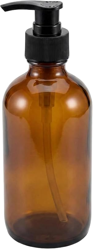 Frasco redondo de vidro âmbar ericotry 250 mL com válvula pump preta