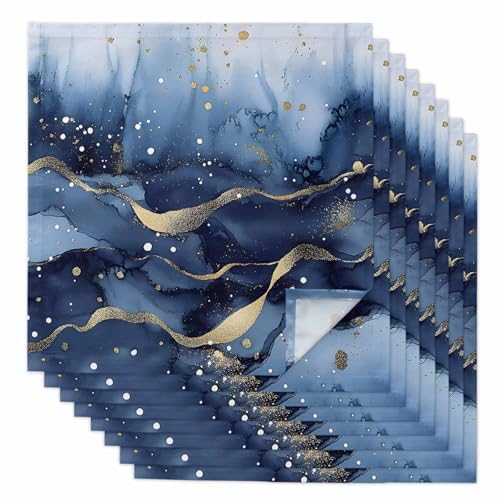 Servilleta de tela cuadrada azul y dorado 20x20 pulgadas miniatura 1