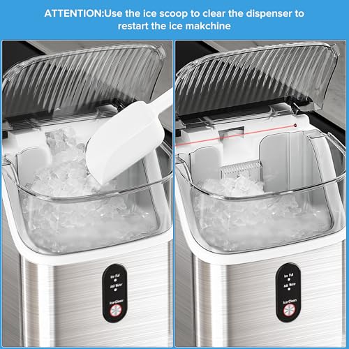 Countertop Nugget Ice Maker Pro - 34lbs/24H, Self-Cleaning Pellet Ice Machine with Soft Chewable Ice, One-Touch Operation for Home, Kitchen, Office (Silver)