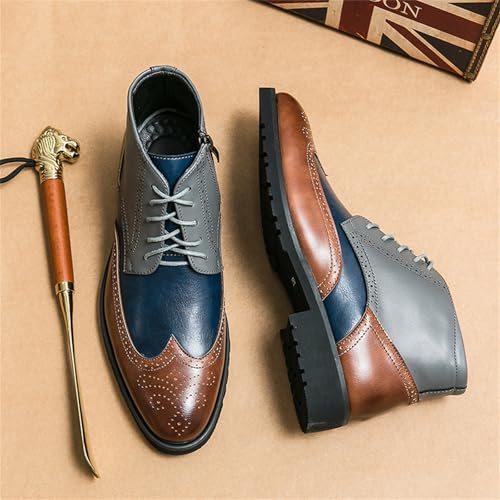 Men's Multicolour Leather High-Top Wingtip Dress Oxfords Shoes Retro Lace Up Brogue Formal Shoes for Business Leisure Dance Performance Parties3