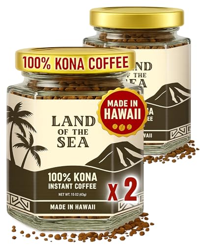 PREMIUM KONA COFFEE 100% Hawaiian Instant Coffee 2 Pack 44 Servings Medium Roast