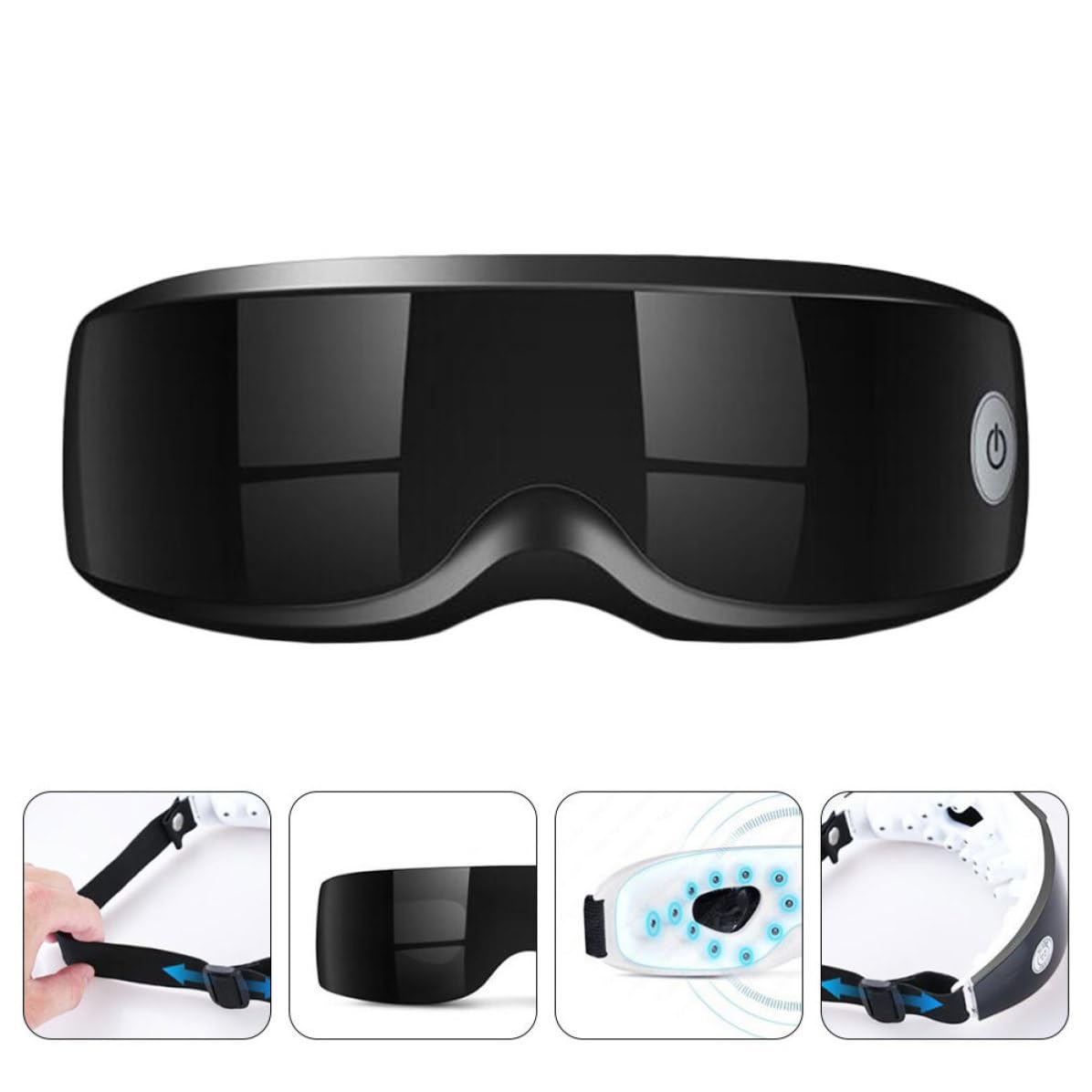 Massaggiatore per occhi con batteria 200mAh, massaggio shiatsu elettrico per alleviare pressione e stanchezza, adatto per stress visivo e relax