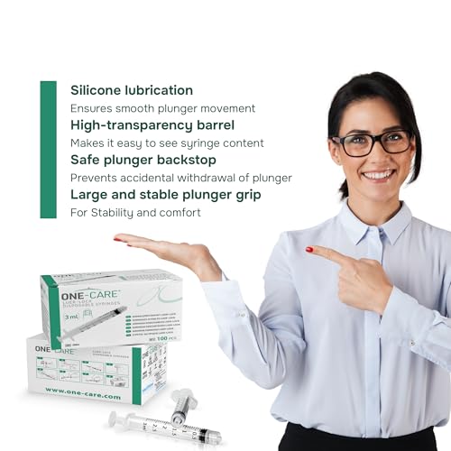 Image of ONE-CARE 3ml /cc Luer-Lock Syringes, 100 /bx Blister-Packed | Safe Backstop, Precise Dosing, Accurate Graduation, High-Transparency Barrel, Silicone-Lubricated Plunger