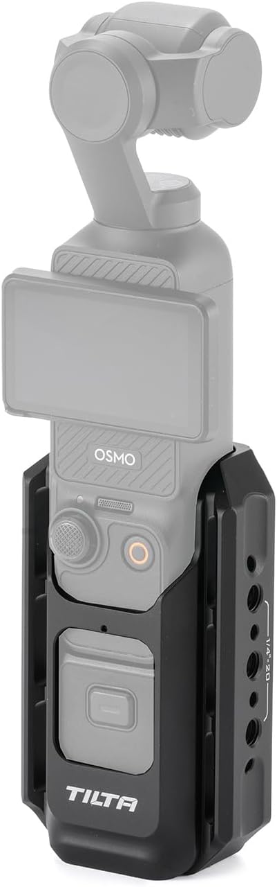 Tilta Pocket 4 Expansion Adapter, Camera Cage Accessories for DJI Osmo Pocket 3/4 with 1/4"-20 Threads NATO Rails - Aluminum Alloy Black TA-T65-AME-B