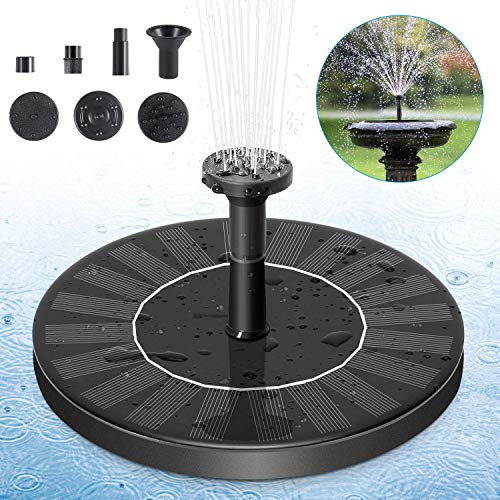 Solar Fountain Pump, Solar Powered Bird Bath Fountain Pump 1.4W Solar Panel Kit Water Pump, Outdoor Watering Submersible Pump for Pond, Pool, Garden, Fish Tank, Aquarium
