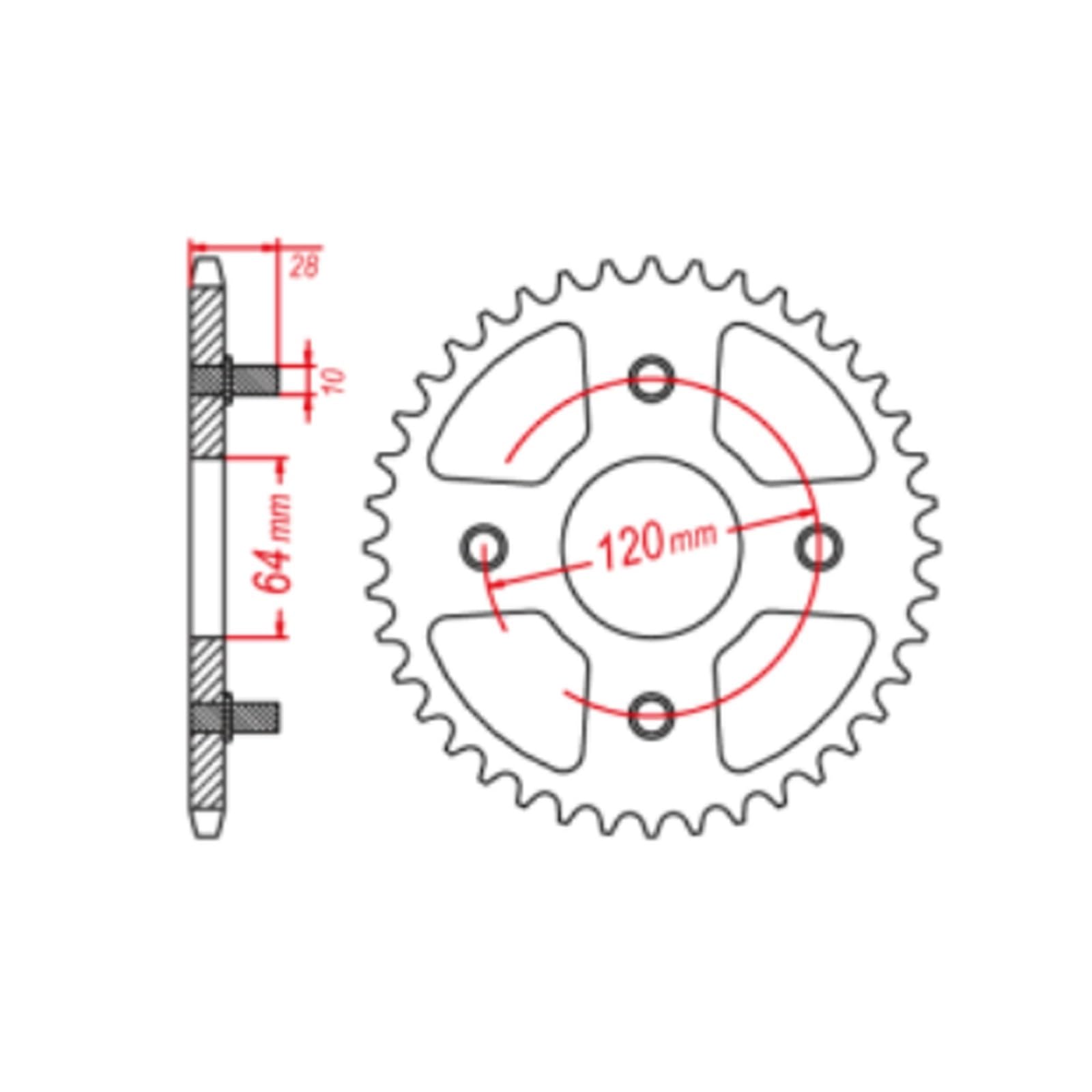 Piñón de Moto para Honda AX-1 AX1 250 Corona Trasera para Motocicleta (Piñón) — Paso 520, 41 Dientes (41T), 64 Mm X 120