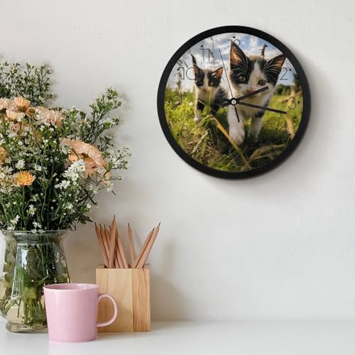 Horloge murale décorative salon motif chat pour décorer