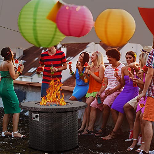 EROMMY-Gas-Fire-Pit-Table38-Inch-50000-BTU-Round-Propane-Firepits-with-Lid-and-Fire-GlassCSA-CertificationAdd-Warmth-and-Ambience-to-Gatherings-and-Parties-on-Patio-Deck-Garden-BackyardBrown