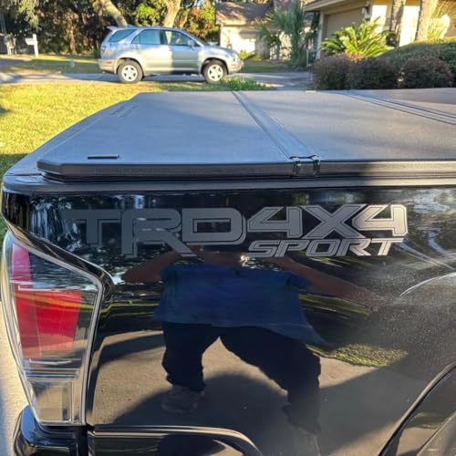 Image of 4x4 Sport Bedside Decals for Pickup Trucks - Matte Decal on Clear Gloss Vinyl - Black - Set of 2
