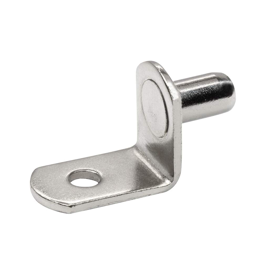 "50 Pcs 6mm Shelf Pins, L-Shaped Nickel Plated Shelf Support Pegs with Hole for Cabinet, Bookcase, Closet, Kitchen Furniture - Durable Metal Bracket Holders". — Amazon image 3