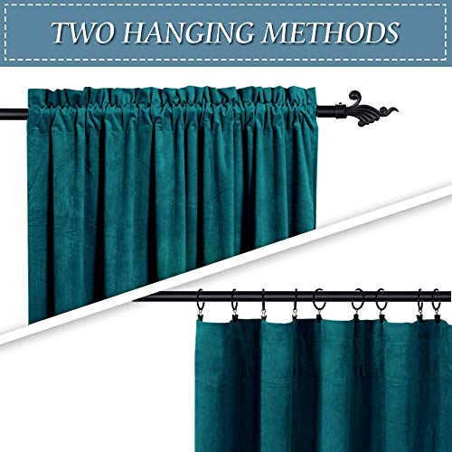 RYB Home Velvet Curtains - Room Darkening Curtains for Living Room, Luxury Soft Window Drapes for Bedroom, Privacy Protect Thermal Insulated Backdrop, 52" Width x 96" Length, Peacock Blue, 1 Pair - Image 4
