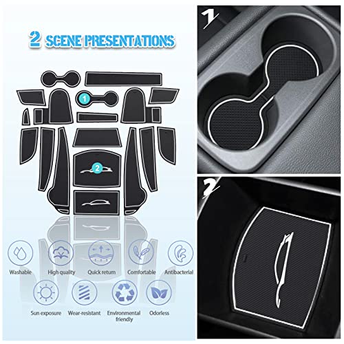 Door Slot Mats For 2022 2023 Hyundai Kona Accessories Non-Slip Dust Rubber Cup Holder Door Mats 18Pcs/Set Car Center Console Liner Mats Compatible With 2022 2023 Hyundai Kona(Se,Sel,N Line,Limited) #TOP1