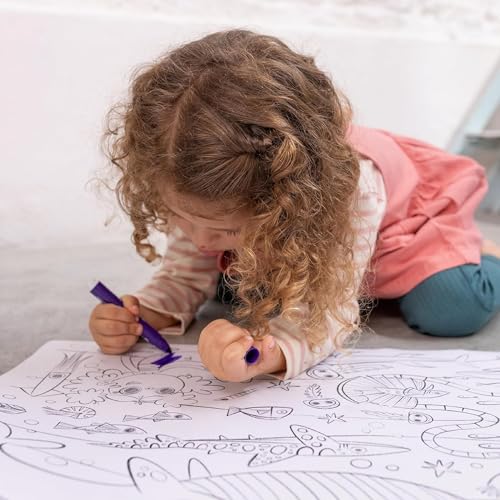 Crazy Little Books Mermaid Underwater 30Ft Giant Coloring Roll for Kids Fun Arts & Crafts Kit - Preschool Educational Fine Motor Skills & Creativity Development - Image 3
