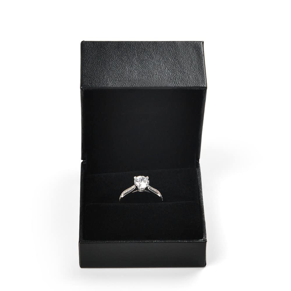 Écrin de luxe en cuir noir pour bijoux de mariage Oirlv