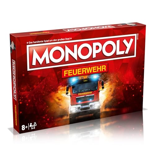 Winning Moves Monopoly Feuerwehr Edition - Monopoly Spiel für Fans - Familienspiele Strategie Brettspiele Feuerwehr - 2+ Spieler ab 8+ Jahren - Deutsch