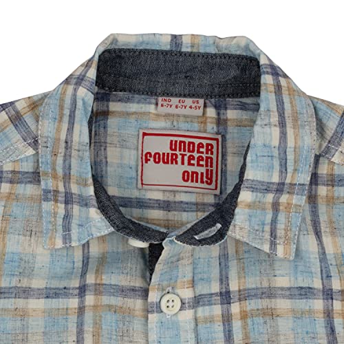 Image of Under Fourteen Only Boys Shirt, 100% Cotton Half Slevees Narrow Collar Regular Fit Printed Shirts for Kids Boys. Off White
