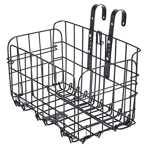 SAVICOS Folding Rear Bike Basket Wire Mesh Rust Proof Easy Installation on Front Handlebar & Rear Seat Suitable Folding Bikes Some Mountain Bikes 1 Pack