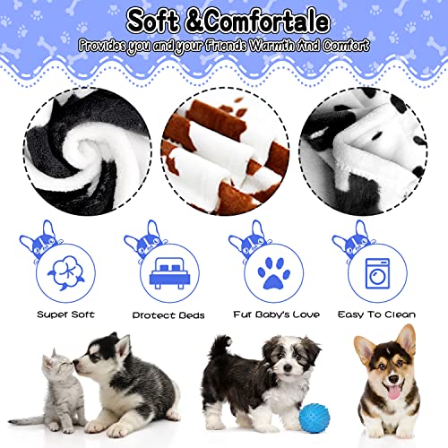 Image of Rezutan 1 Pack 3 Blankets for Dogs, Dog Blanket for Large & Medium Pet Cat, Premium Soft Fluffy Suitable for Dog Kennels & Beds, Sofas, Gifts Puppy Essentials, 41x31inch, Black Brown White Cow Print