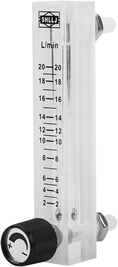 2-20LPM Acrylic Gas Flowmeter with Control Valve Precision Measuring Controlling Air Nitrogen CO2 Argon Hydrogen 8mm Barb Connection