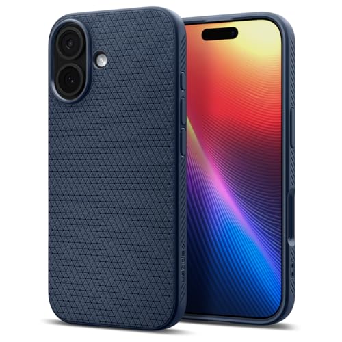 Spigen 【創業18年の技術力】 iPhone 17 ケース 米軍MIL規格 ストラップホール マット TPU 耐衝撃 リキッド・エア (ネイビー・ブルー) ACS09978